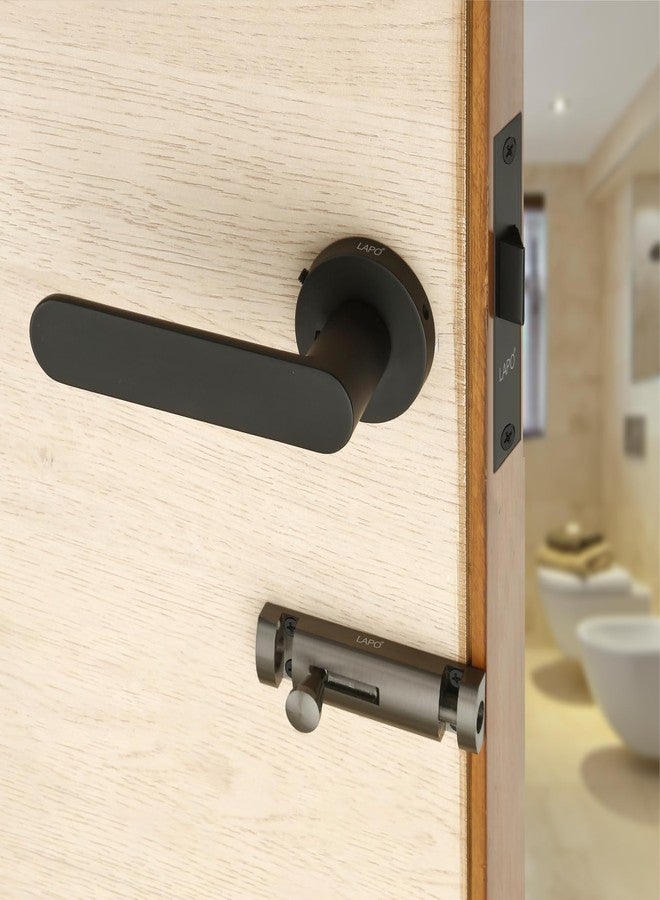 LAPO Door Lock Without Key for Bathroom, Balcony, Toilet - Home, Office, Hotel | Black Finish | 3 Years Warranty Ro-180 - Image 1